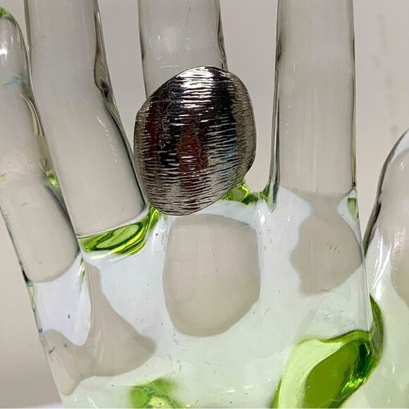 Costume Abstract Ring 1” Silver Tone Vintage Sz 8 Gorgeous - Picture 4 of 7